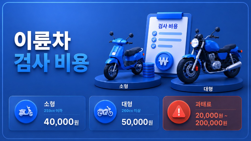 이륜차 검사 비용 및 과태료 안내 이미지